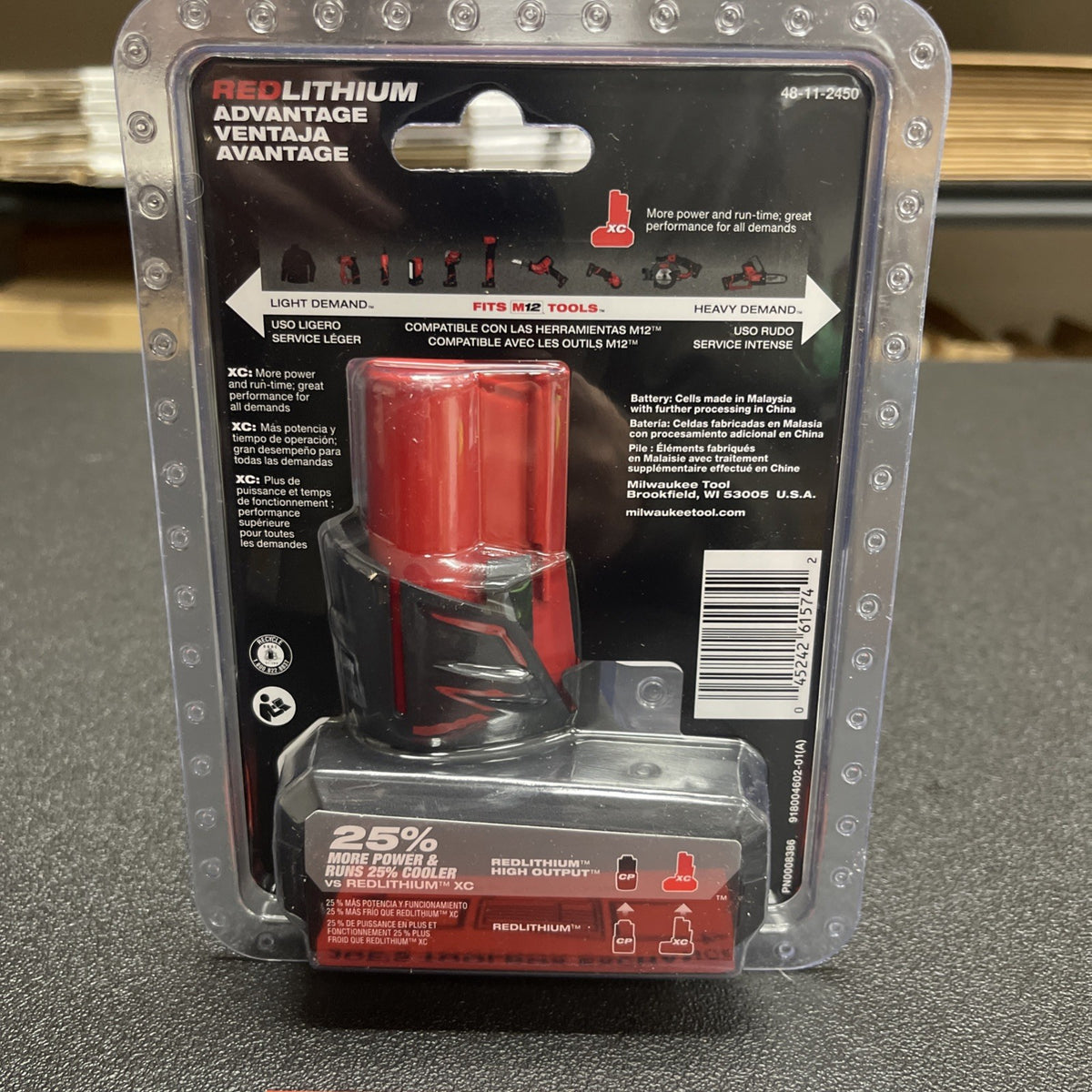 Milwaukee M12 High Output XC5.0 Lithium-Ion Battery Pack - Red (48-11-2450)