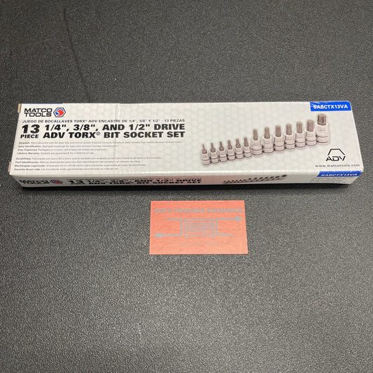 NEW Matco Tools SABCTX13VA 13pc ADV Torx Bit Socket Driver Set, 1/4 3/8 1/2” Dr.