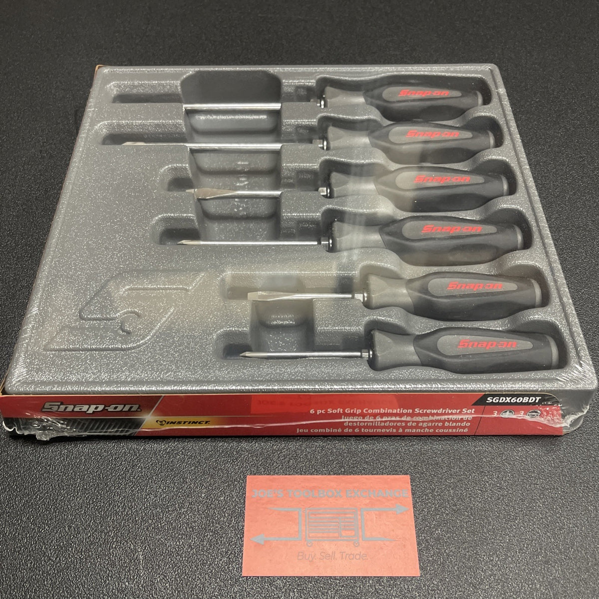 Snap-on Tools NEW DARK TITANIUM 6pc Soft Grip Mixed Screwdriver Set SGDX60BDT