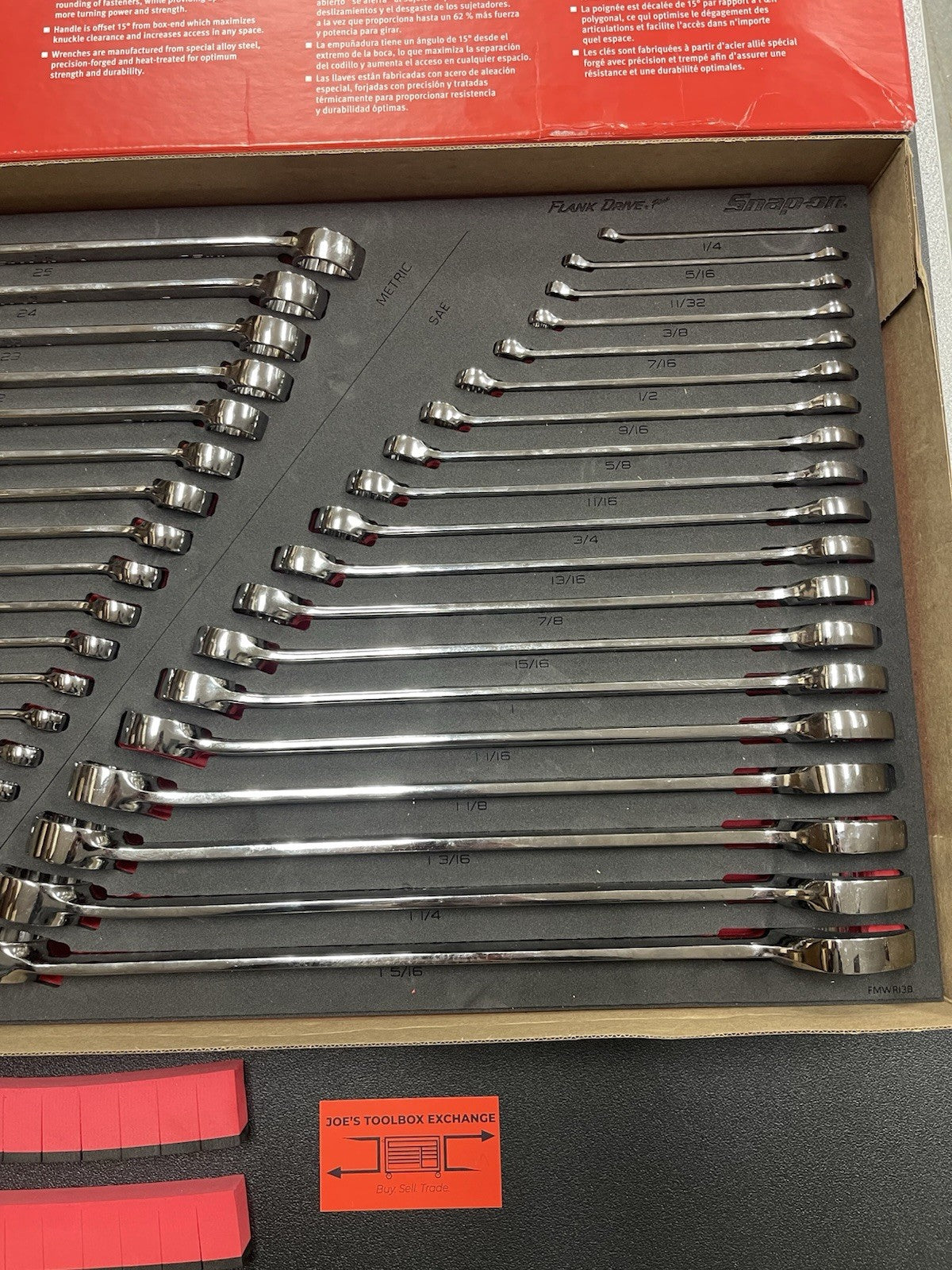 Snap-on Tools NEW RED 38pc MASTER Flank Drive PLUS Wrench Set SOEXFSET1BR