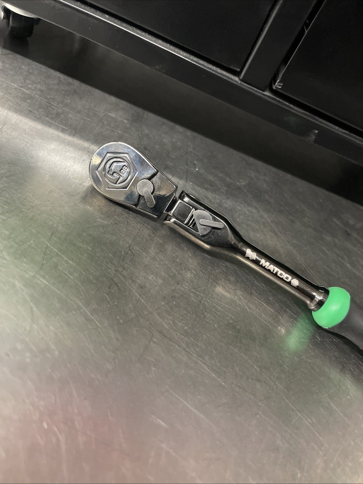 NEW! Matco Tools Black Nickel AFR68NLFG 1/4” Locking Flex Head Ratchet Green
