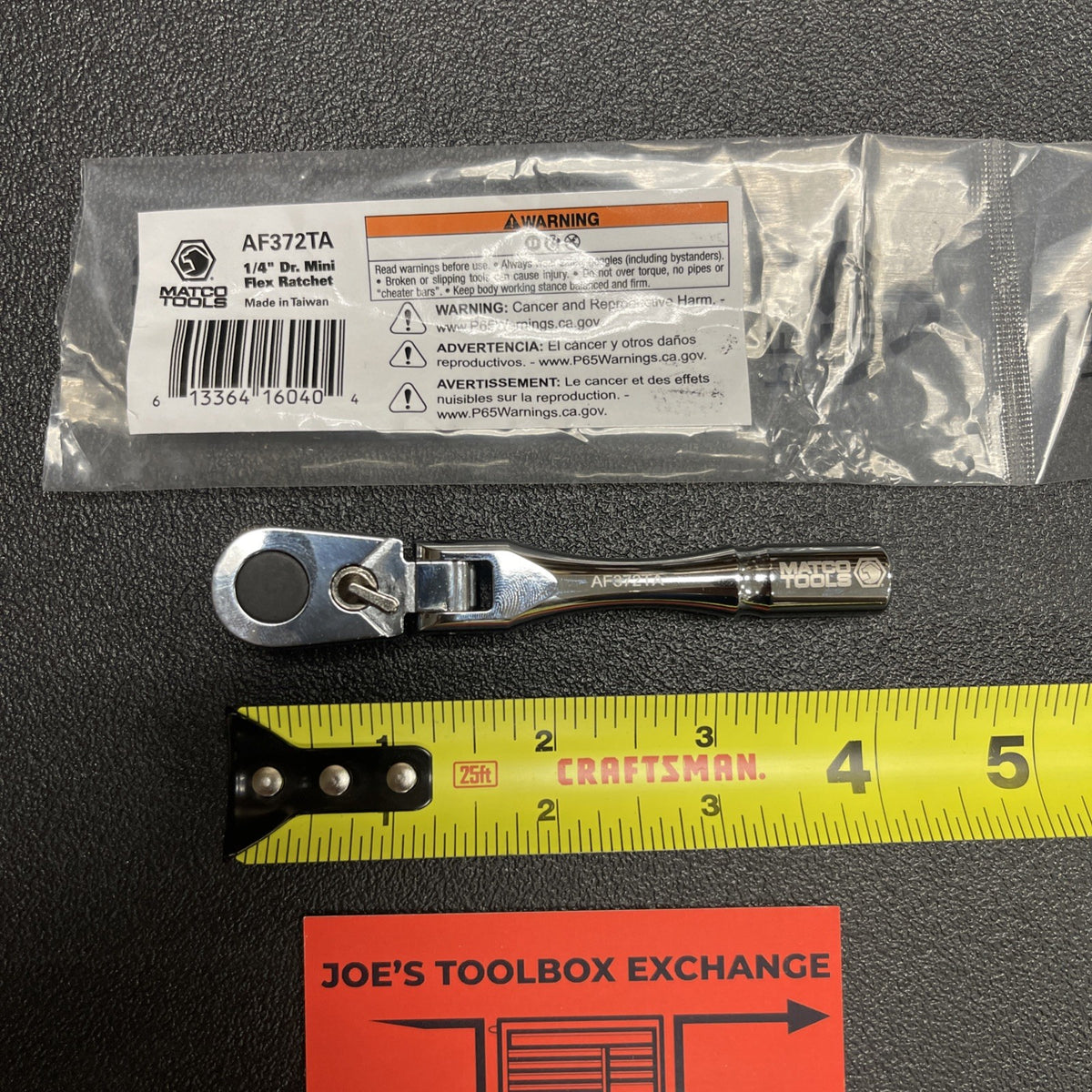 Matco Tools NEW AF372T 1/4” Flex Head Fine Tooth 72 Stubby Ratchet
