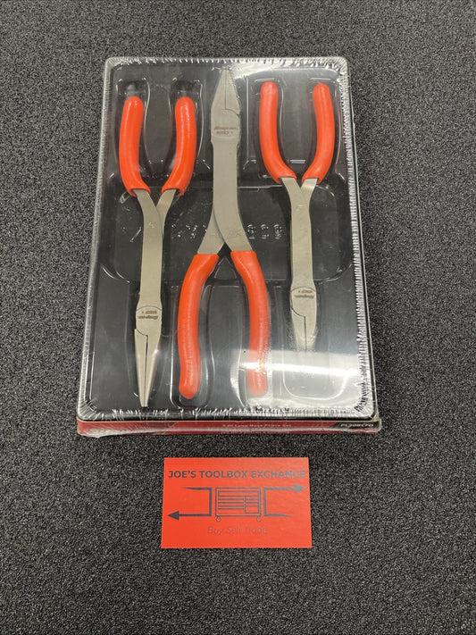 Snap-On Tools USA NEW 3 Piece ORANGE Soft Grip LONG NOSE Pliers Set PL308CFO