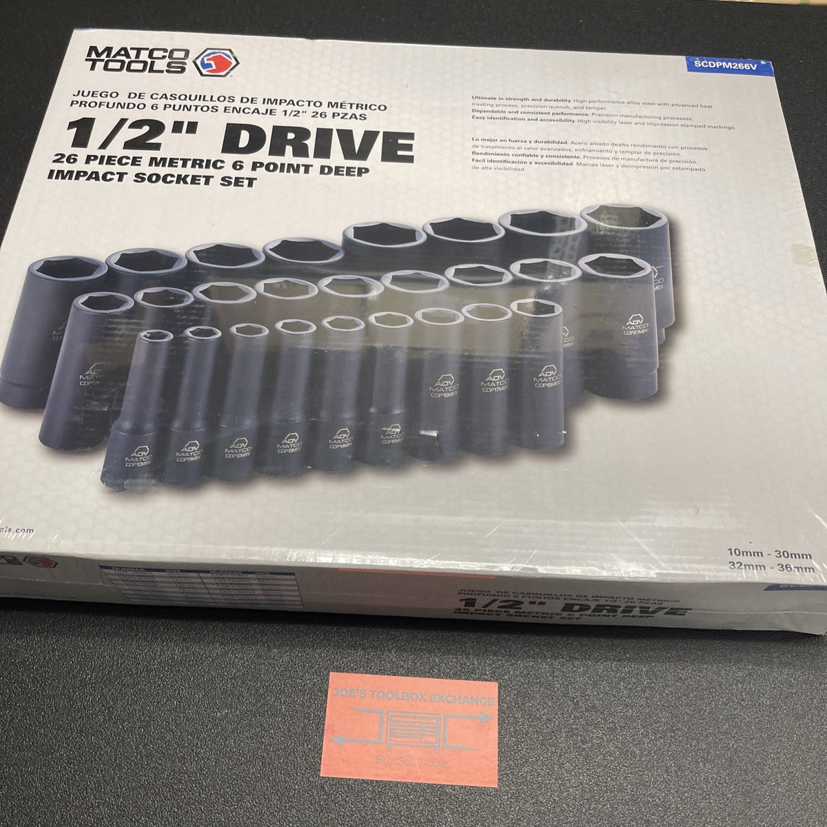 MATCO 26 Piece 1/2" Drive Metric 6 Point ADV Deep Impact Socket Set SCDPM266V