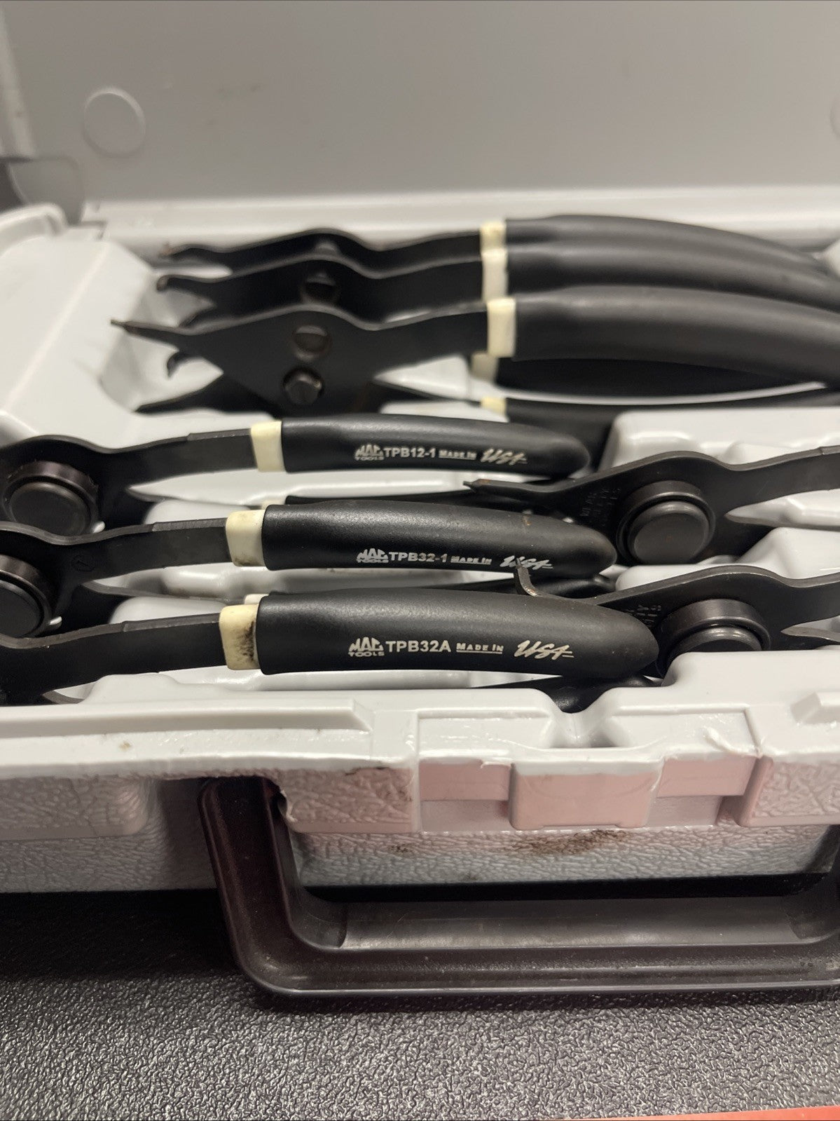 Mac Tools PK9RRPB Push Button Retaining Ring Pliers Set USA Nice (Missing 1)