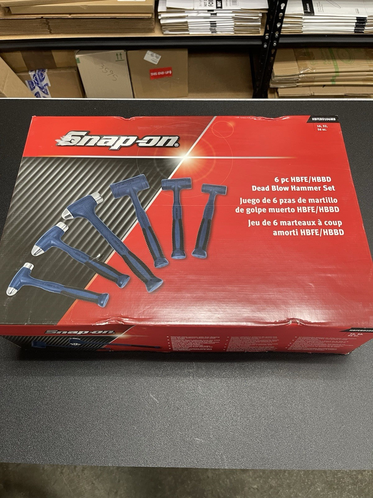 SNAP ON TOOL HBFEBD106 MB PWR BLUE Dead Blow Hammers 6Pc Ball Peen 16, 32, 56oz+