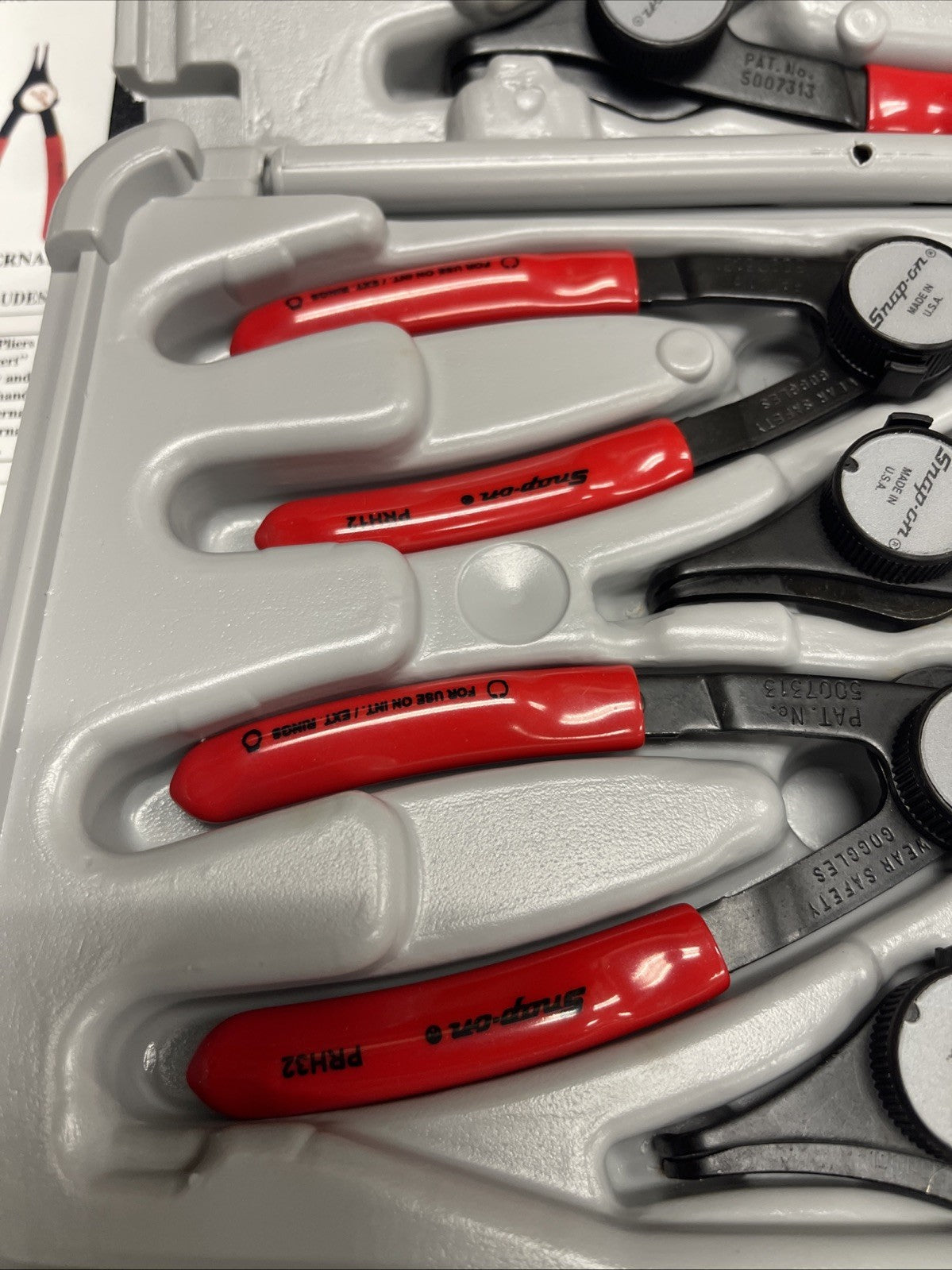Snap-on Tools PRH406 NEW 6 Piece Convertible Retainer Ring Pliers Set With Case