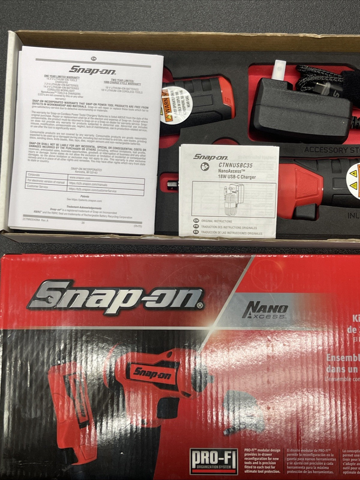 SNAP ON TOOLS NEW CTNN13KF Nano/Axcess Tool Kit RED  1/4" Drive 2Pc All Pieces