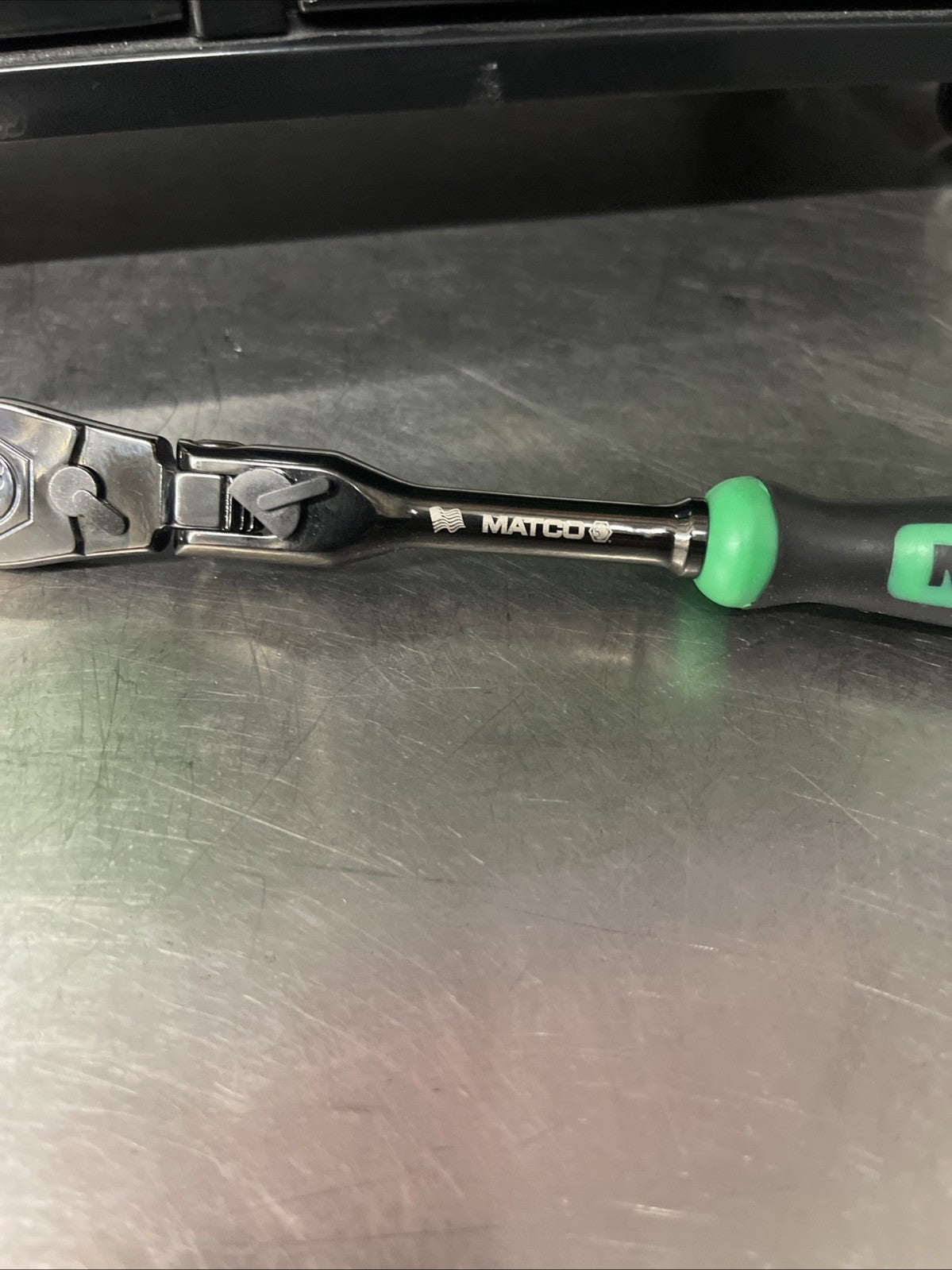 NEW! Matco Tools Black Nickel AFR68NLFG 1/4” Locking Flex Head Ratchet Green