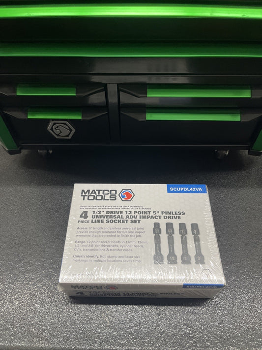 NEW! Matco Swivel Driveline Socket Set 1/2” Drive 12mm 13mm 3/8, 1/2  SCUPDL42VA