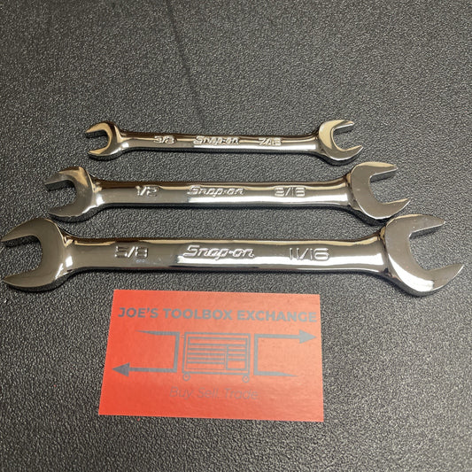 NEW Snap-On Open-End Wrench Set 3/8" to 11/16" VO1214B VO1618B VO2022B 3pc SAE