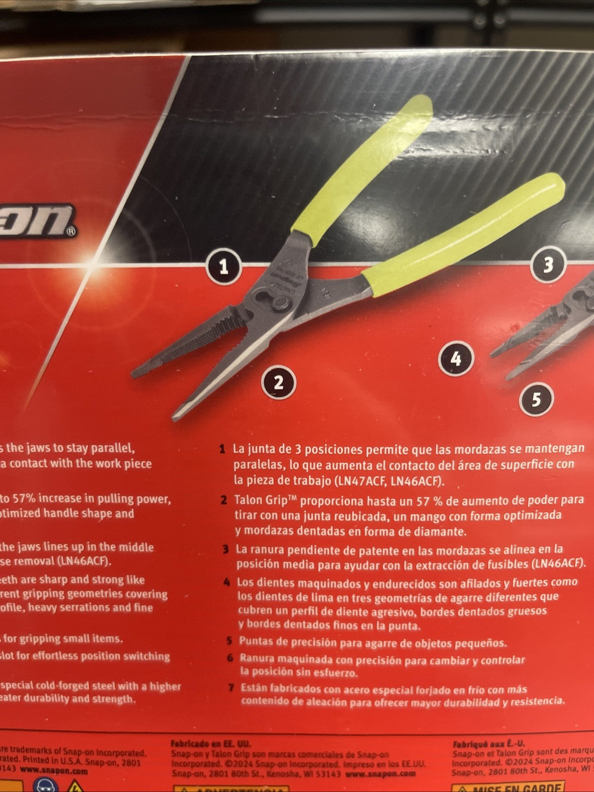 Snap-On Tools HI-VIZ 3pc Soft Grip Long Nose Slip Joint Pliers Set PL3LNSJCFHV