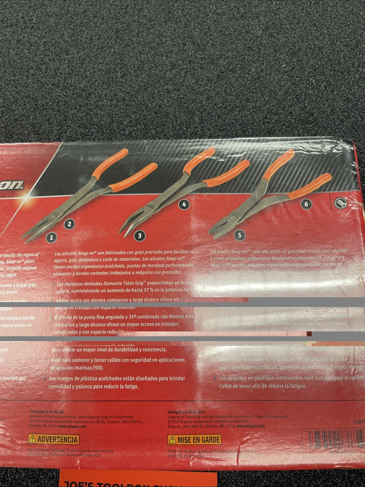 Snap-On Tools USA NEW 3 Piece ORANGE Soft Grip LONG NOSE Pliers Set PL308CFO
