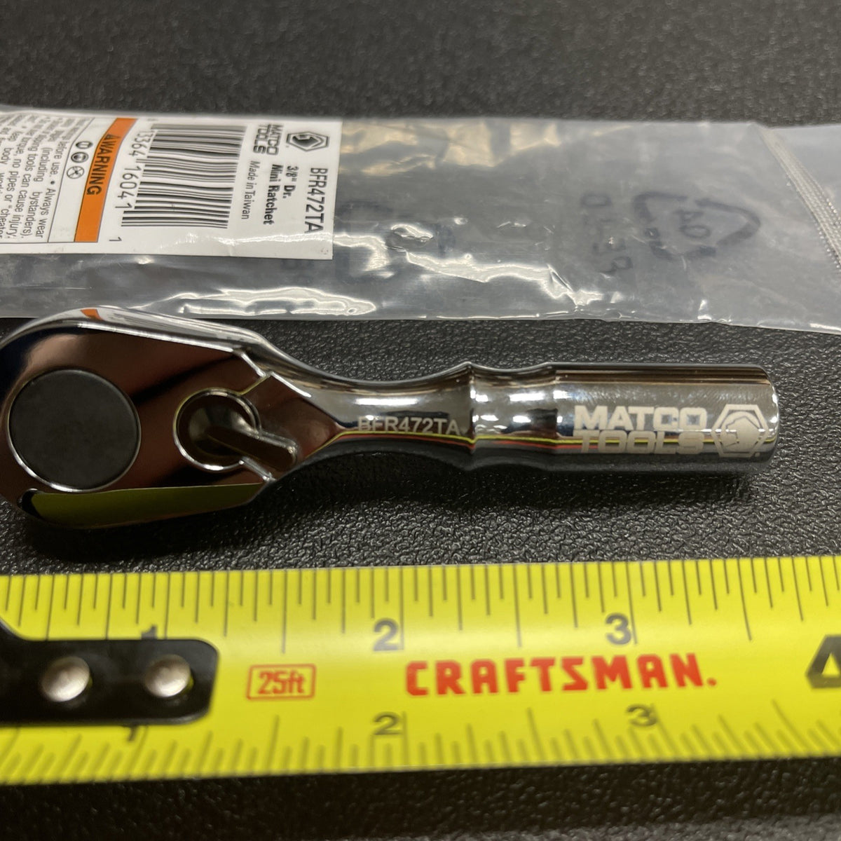 Matco Tools BFR472TA 3/8” Fine Tooth 72 Stubby Ratchet - Mini Ratchet