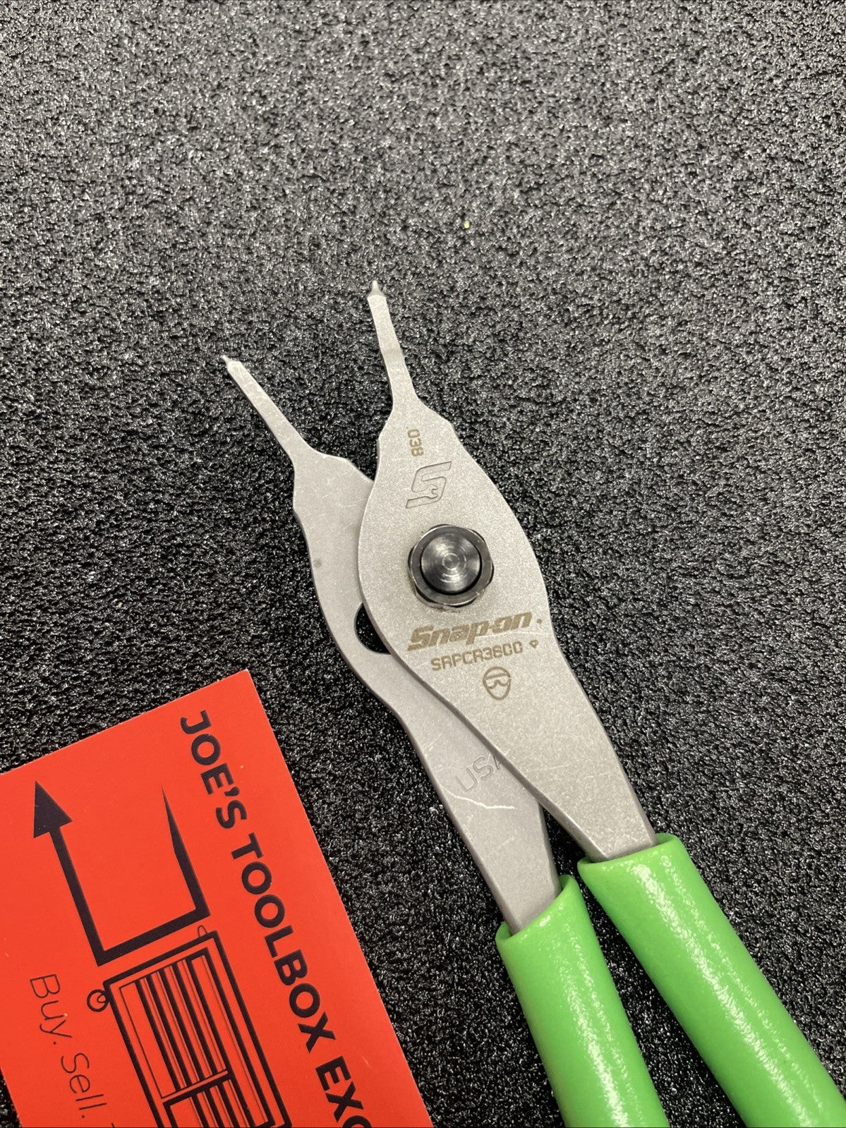Snap-on Tools USA NEW Style GREEN .038 Straight Tip Snap Ring Pliers SRPCR3800G