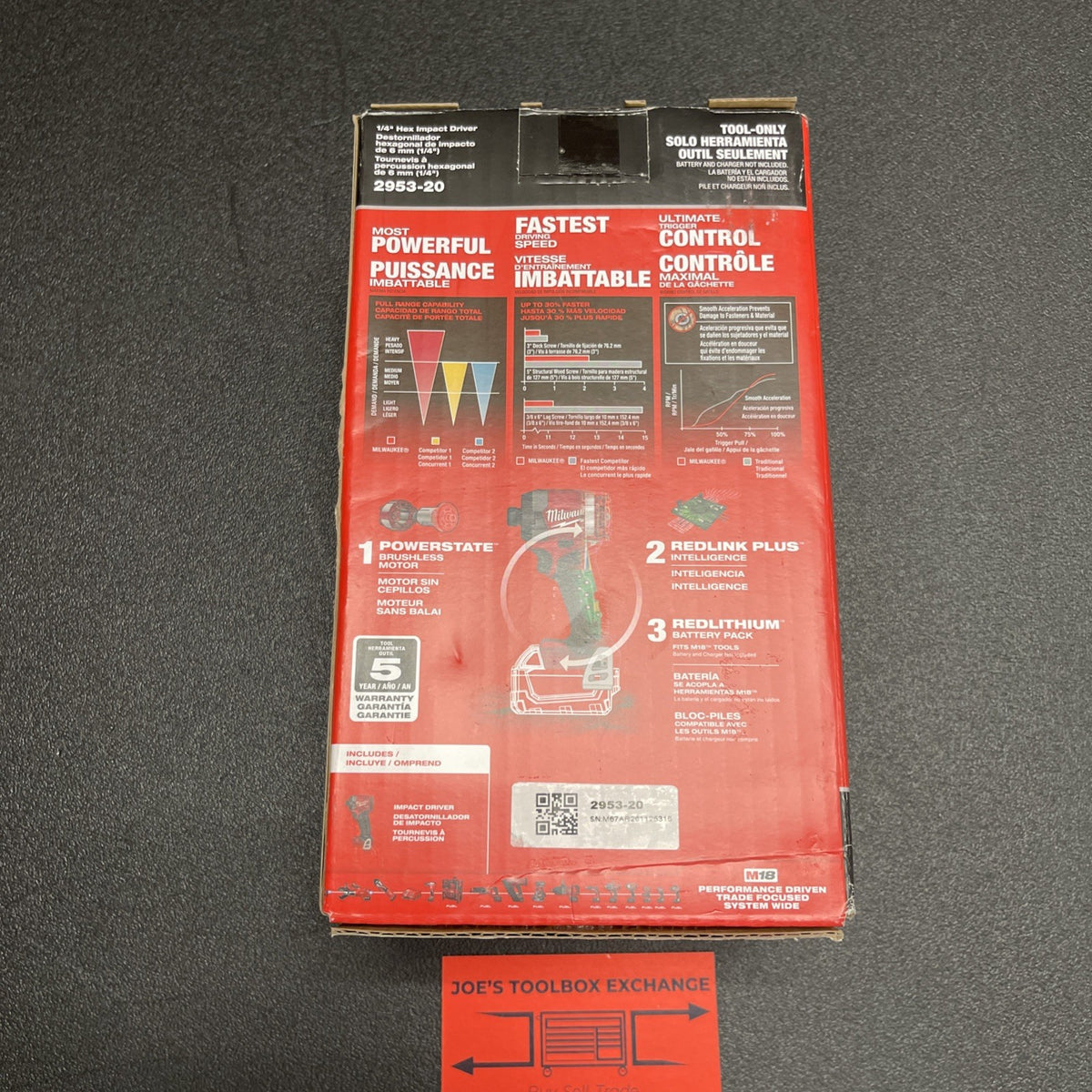Milwaukee 2953-20 FUEL 18V Li-Ion Brushless Cordless 1/4" Hex Impact Driver 4GEN