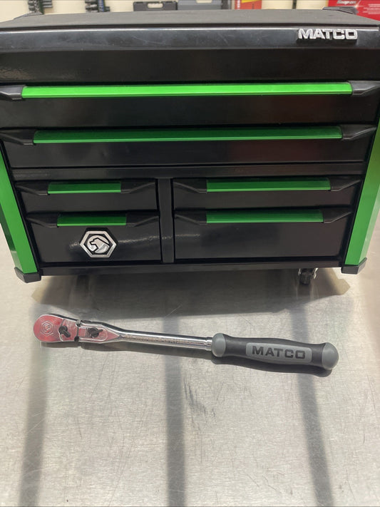 NEW! Matco Tools BFR128LFSG 3/8" DRIVE 12-1/2" LOCKING FLEX HEAD RATCHET Grey