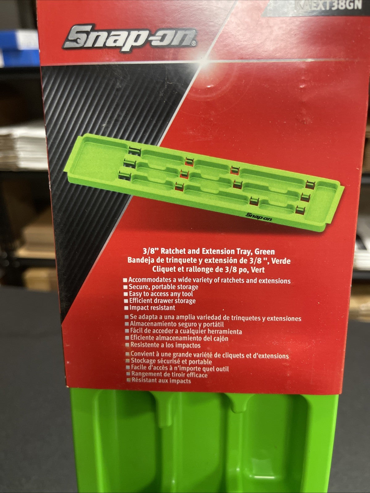 Snap-on Tools USA NEW GREEN 3/8" Drive Extension & Ratchet Organizer KAEXT38GN
