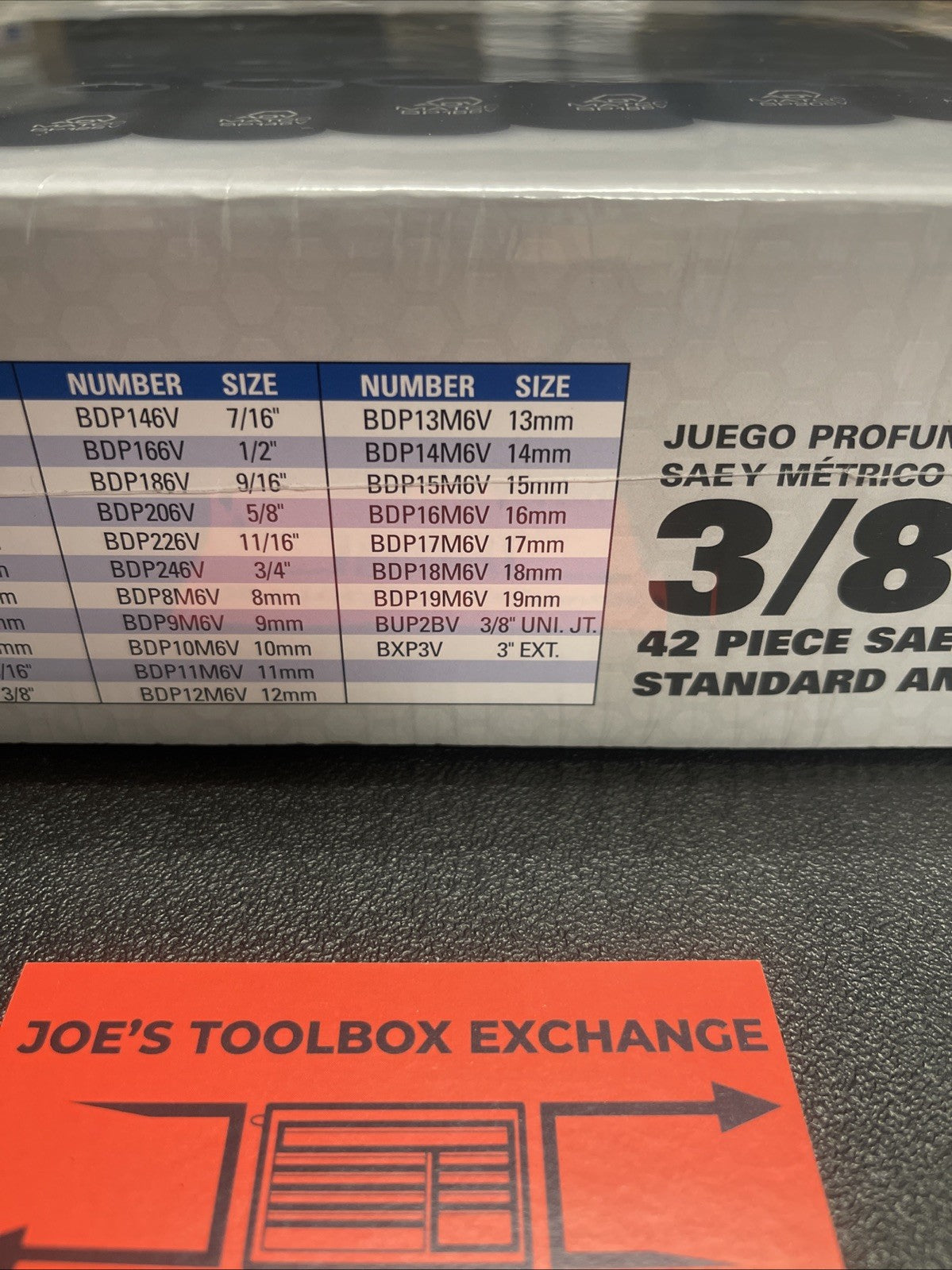 Matco Tools SBP426V 3/8" Dr 42pc SAE & Metric 6Pt Standard & Deep Impact Socket