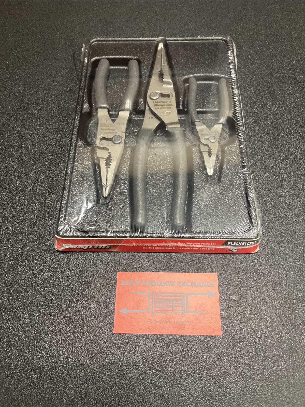 Snap-On Tools TITANIUM 3pc Soft Grip Long Nose Slip Joint Pliers Set PL3LNSJCFDT