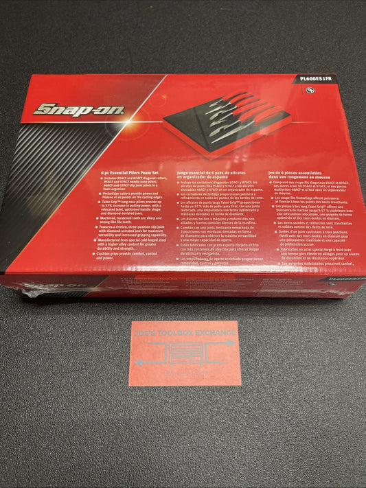 Snap-on Tools USA NEW RED 6 PIECE Essential Pliers Cutters in Foam PL600ES1FR