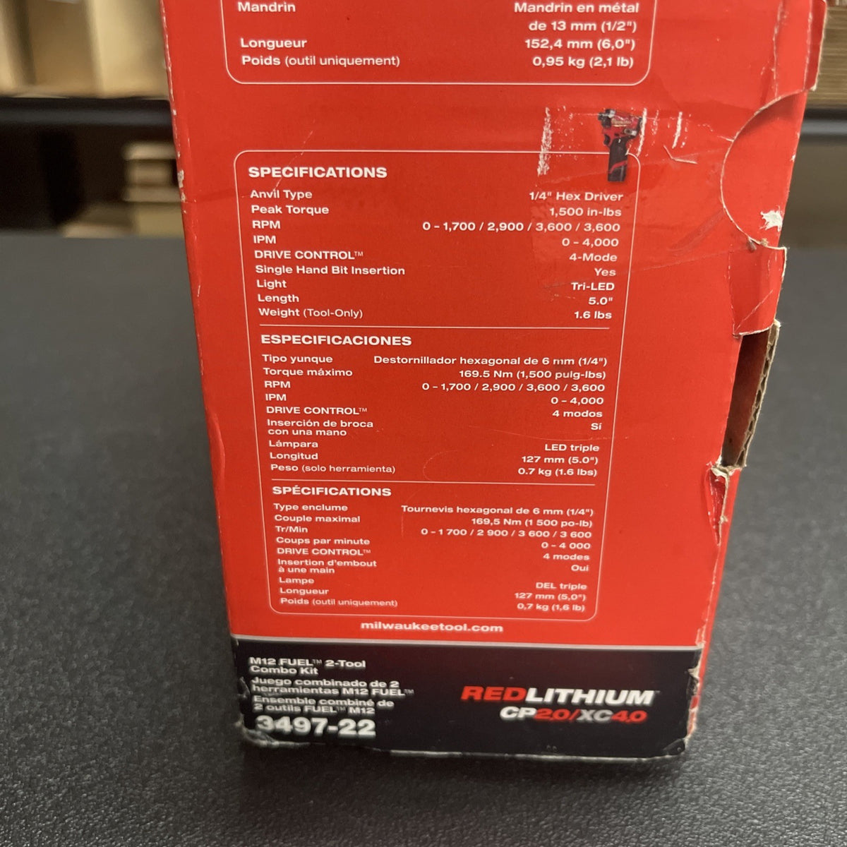 Milwaukee 3497-22 M12 FUEL 12V 2-Tool Combo Kit (Hammer Drill & Impact Driver)