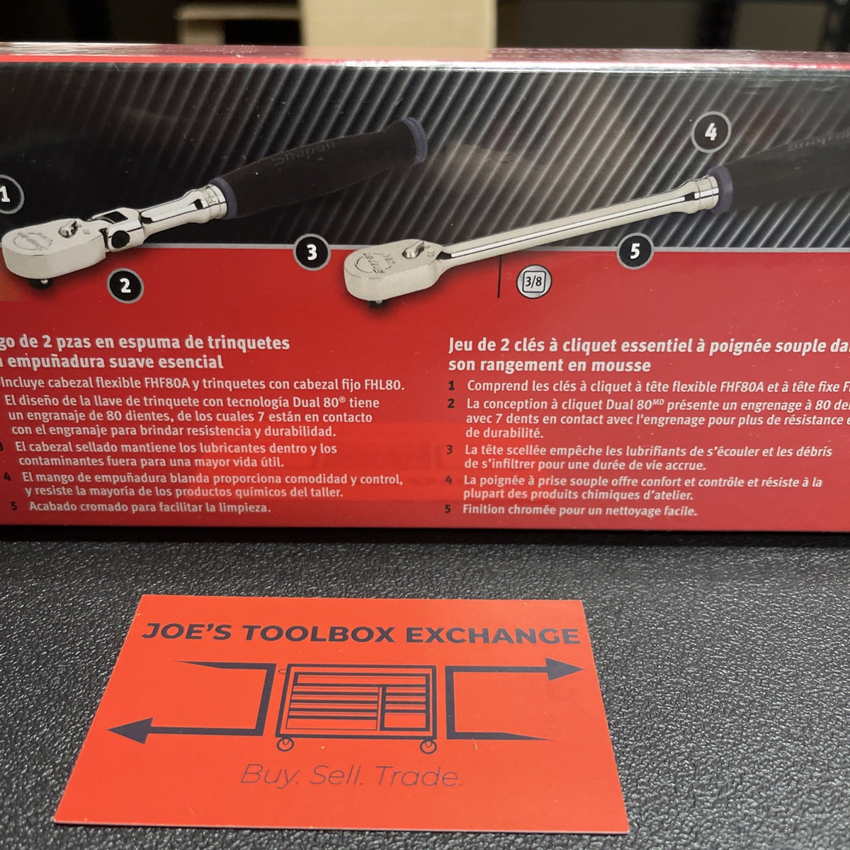 SNAP ON TOOLS  2Pc 3/8" Power Blue Soft Grip Foam Ratchet Set 202RT05FMB