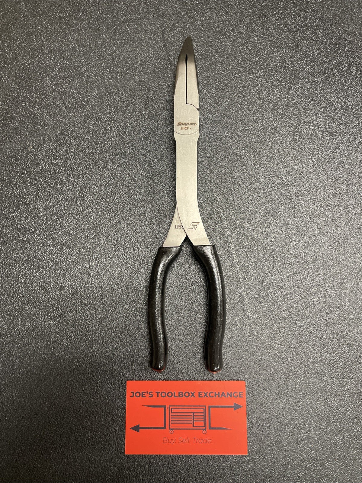 Snap-On Tools NEW BLACK Soft Grip 11" Long 35° Bent Needle Nose Pliers 411CFBK