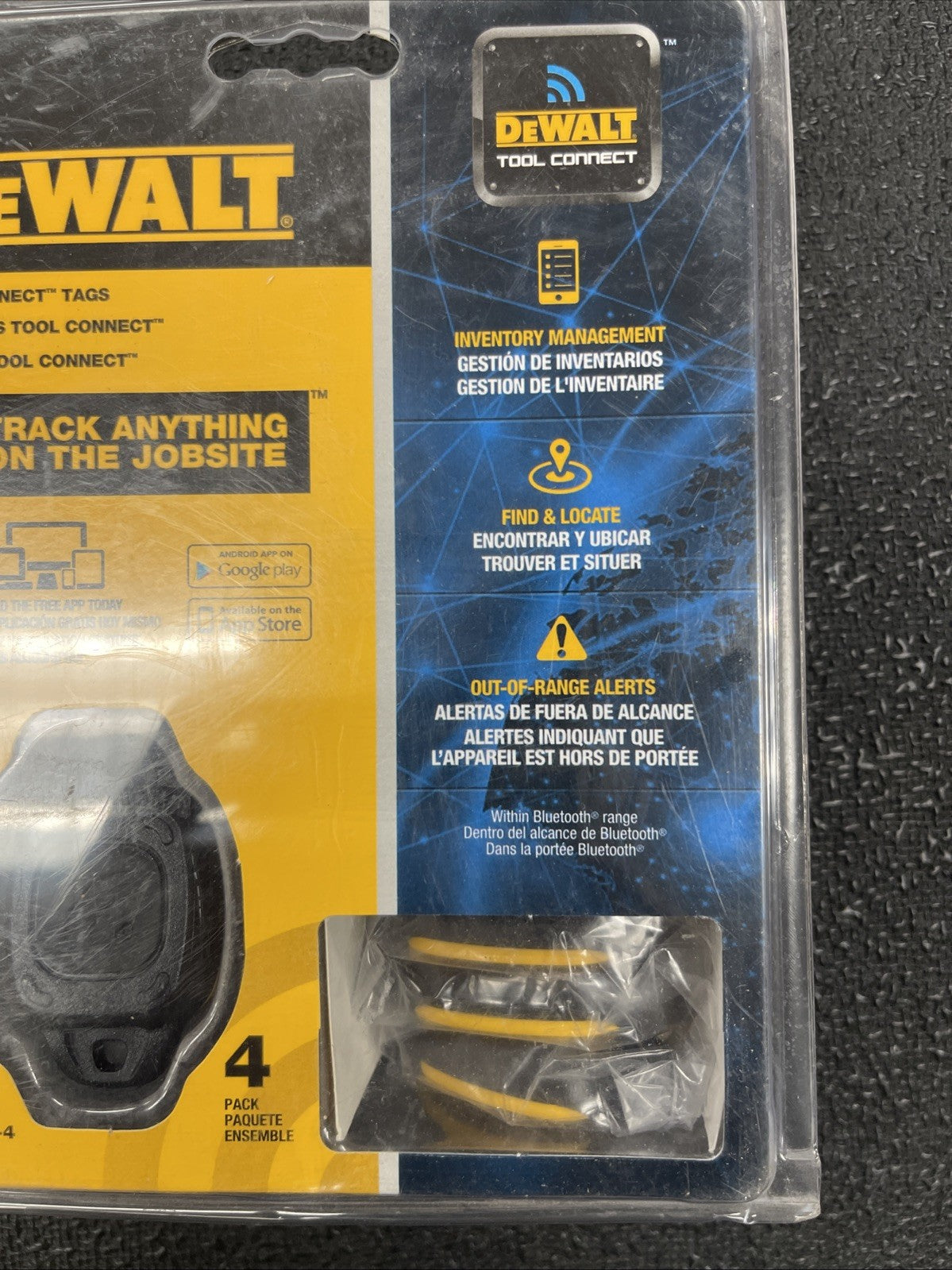 NEW! DeWALT Bluetooth Tracker Tool Connect Tags (4 pack)  DCE041-4 M2