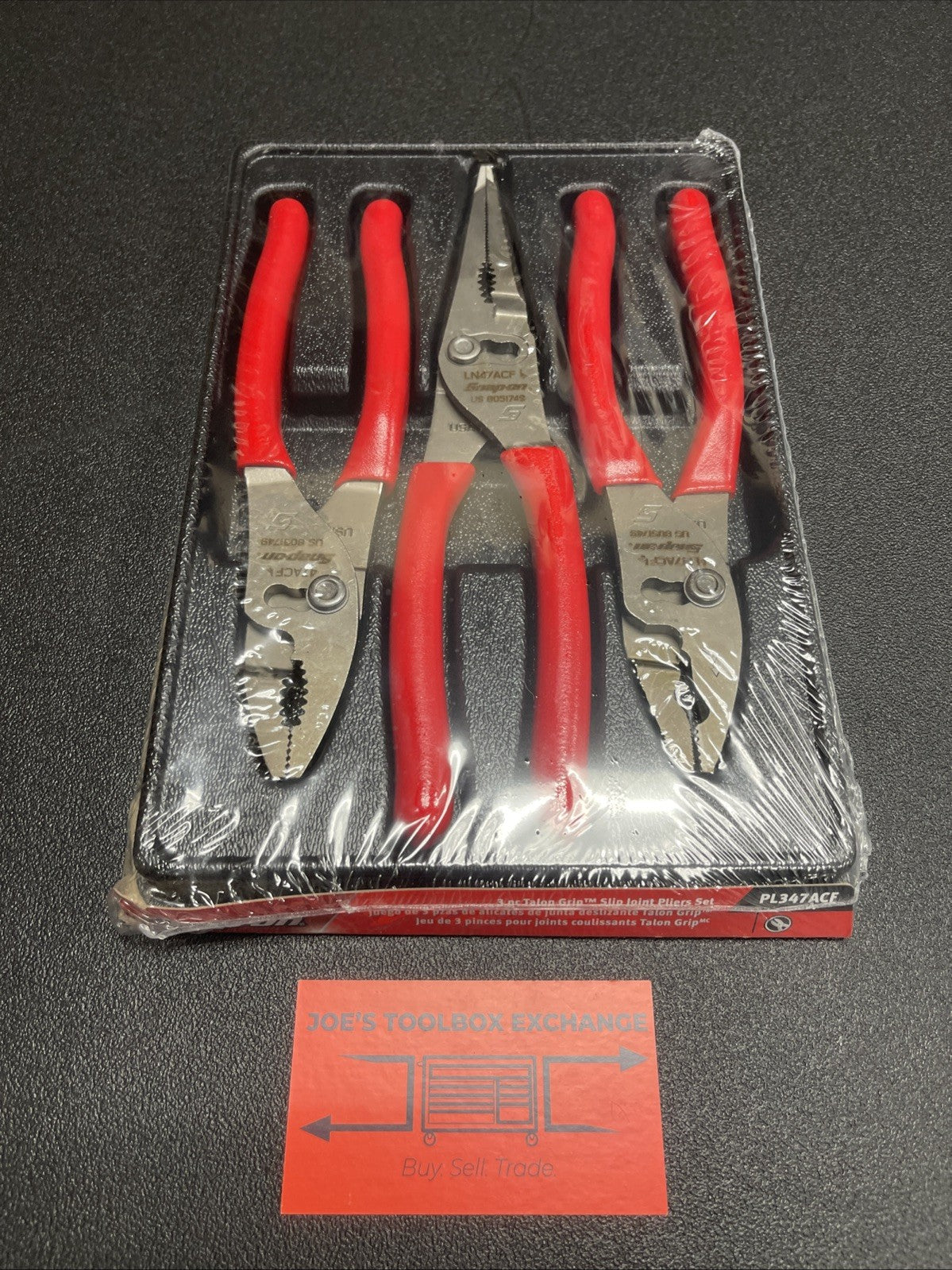 Snap-on Tools USA NEW RED 3pc Soft Grip Slip Joint Pliers Lot Set PL347ACF