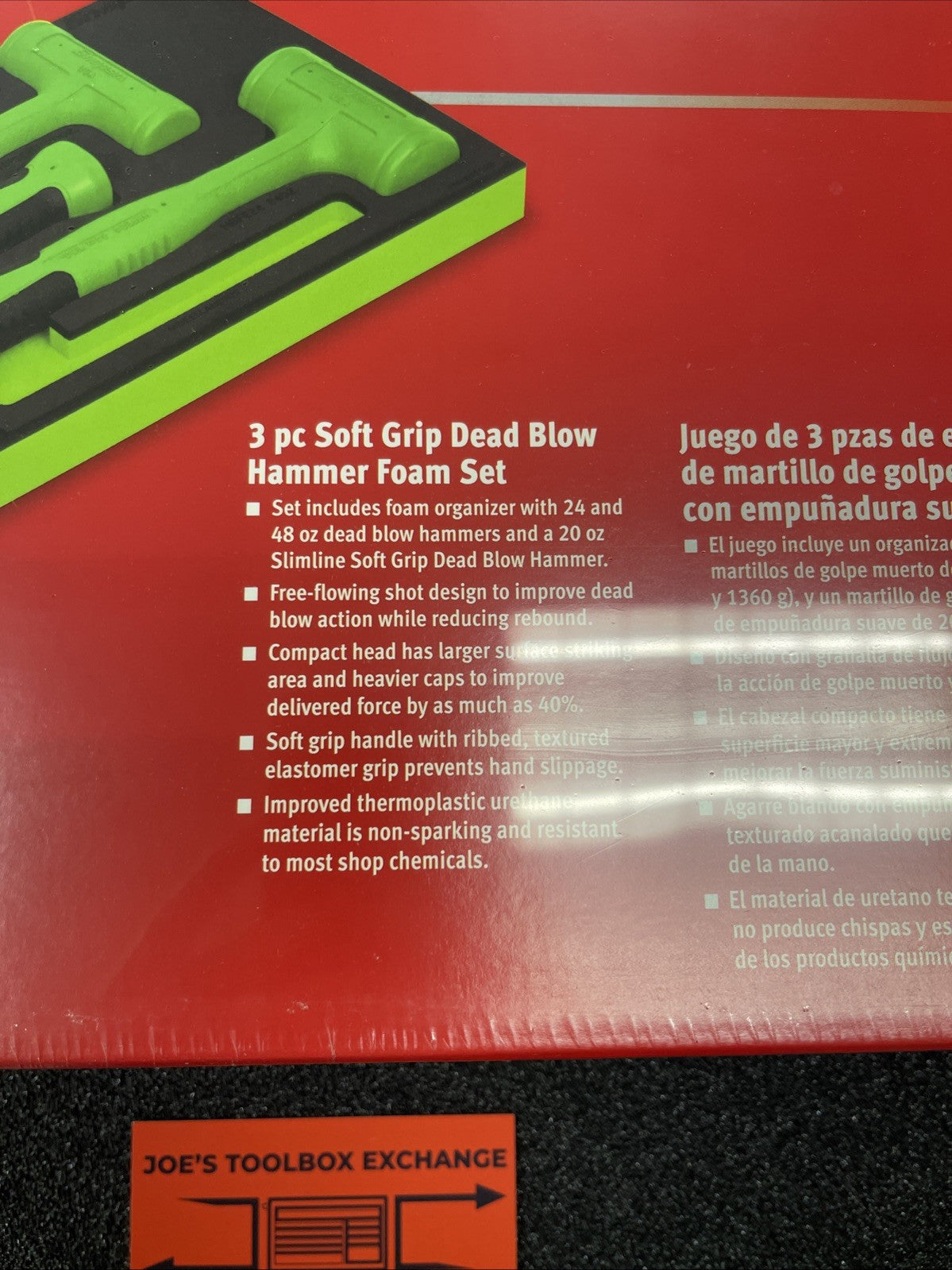 Snap-on 3pc Green Dead Blow Hammer Foam Set HBFE302FG (20 oz 24 oz 48 oz)