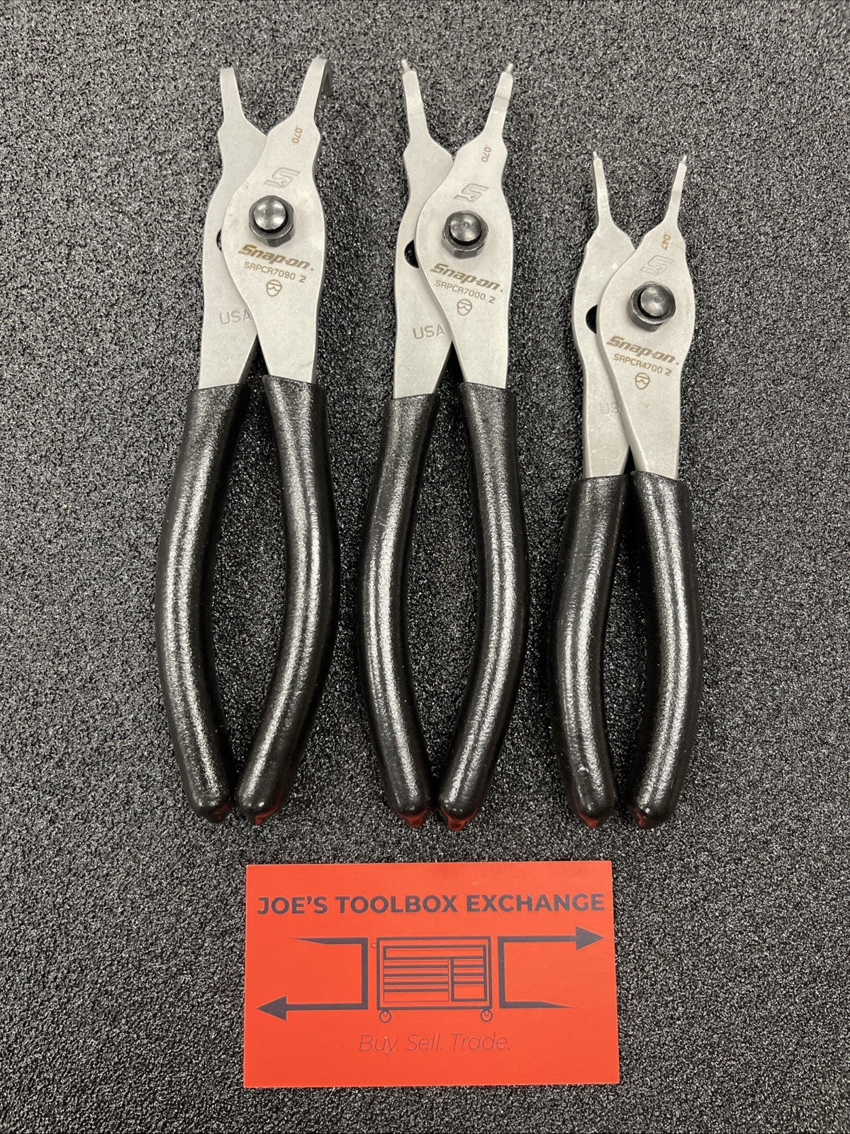 Snap-on Tools USA NEW 3pc BLACK Soft Grip Tip Snap Ring Pliers Lot Set
