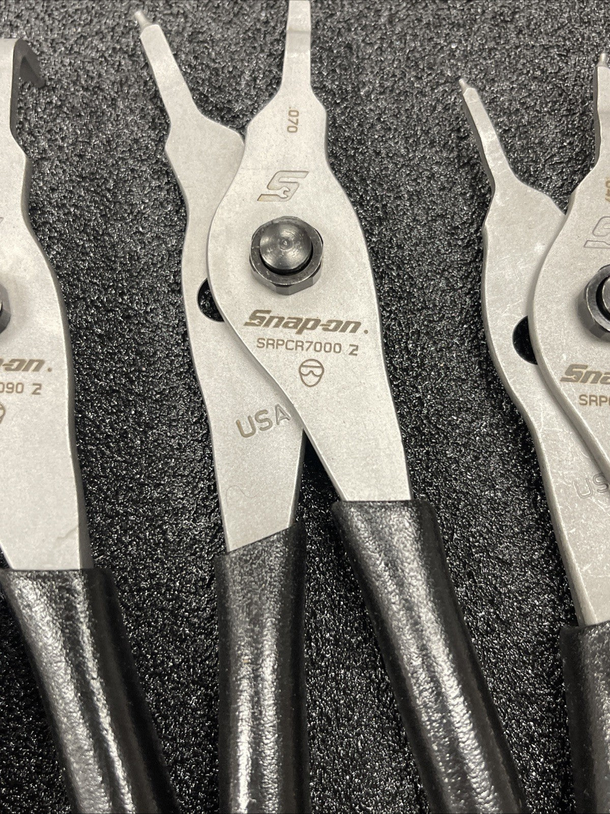 Snap-on Tools USA NEW 3pc BLACK Soft Grip Tip Snap Ring Pliers Lot Set