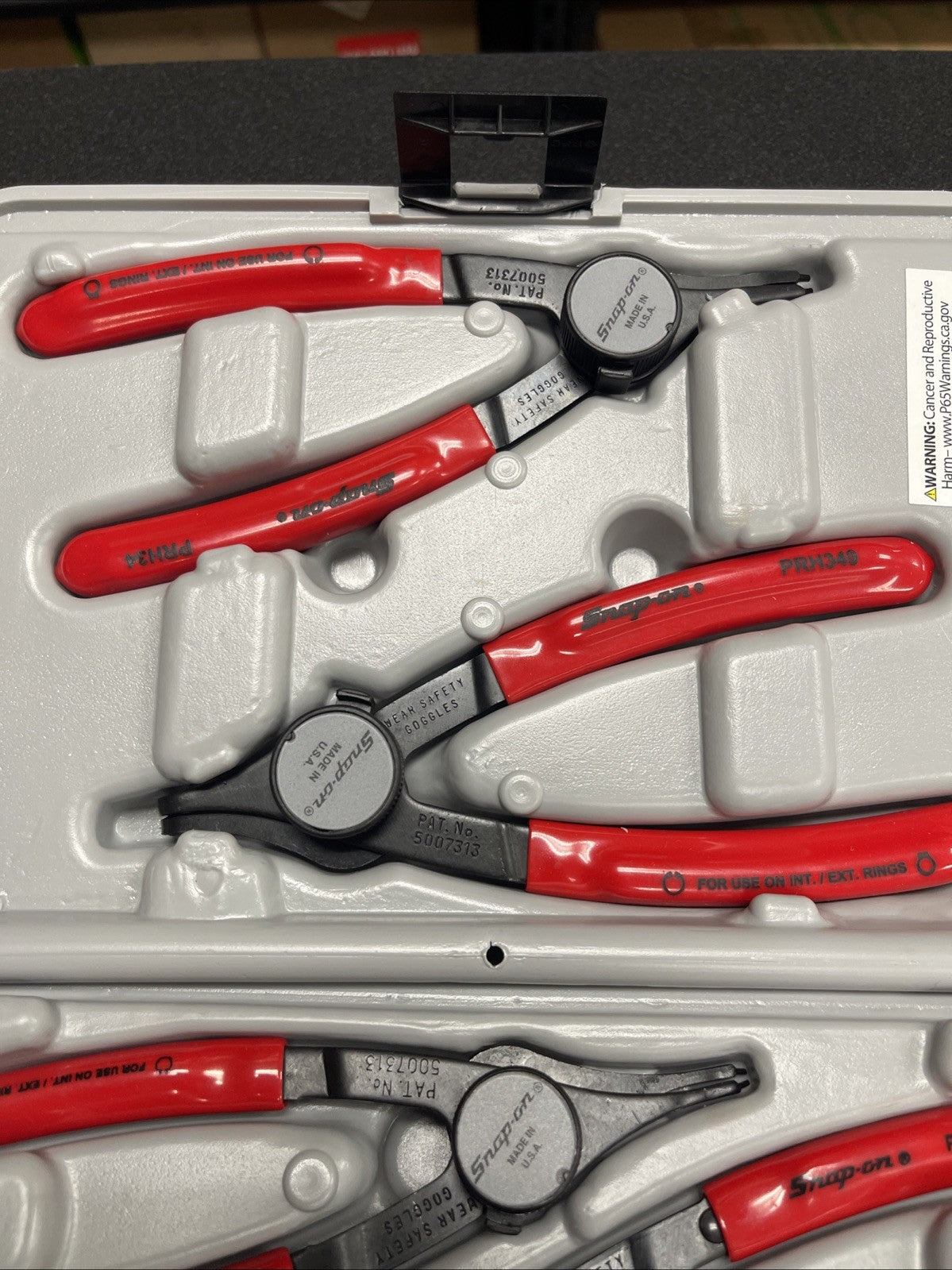 Snap-on Tools PRH406 NEW 6 Piece Convertible Retainer Ring Pliers Set With Case
