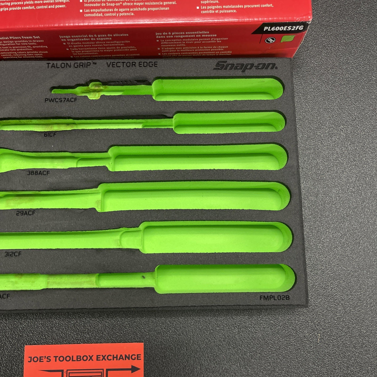 Snap-on fmpl02bg foam organizer  for 6pc essential plier set green FMPL02B