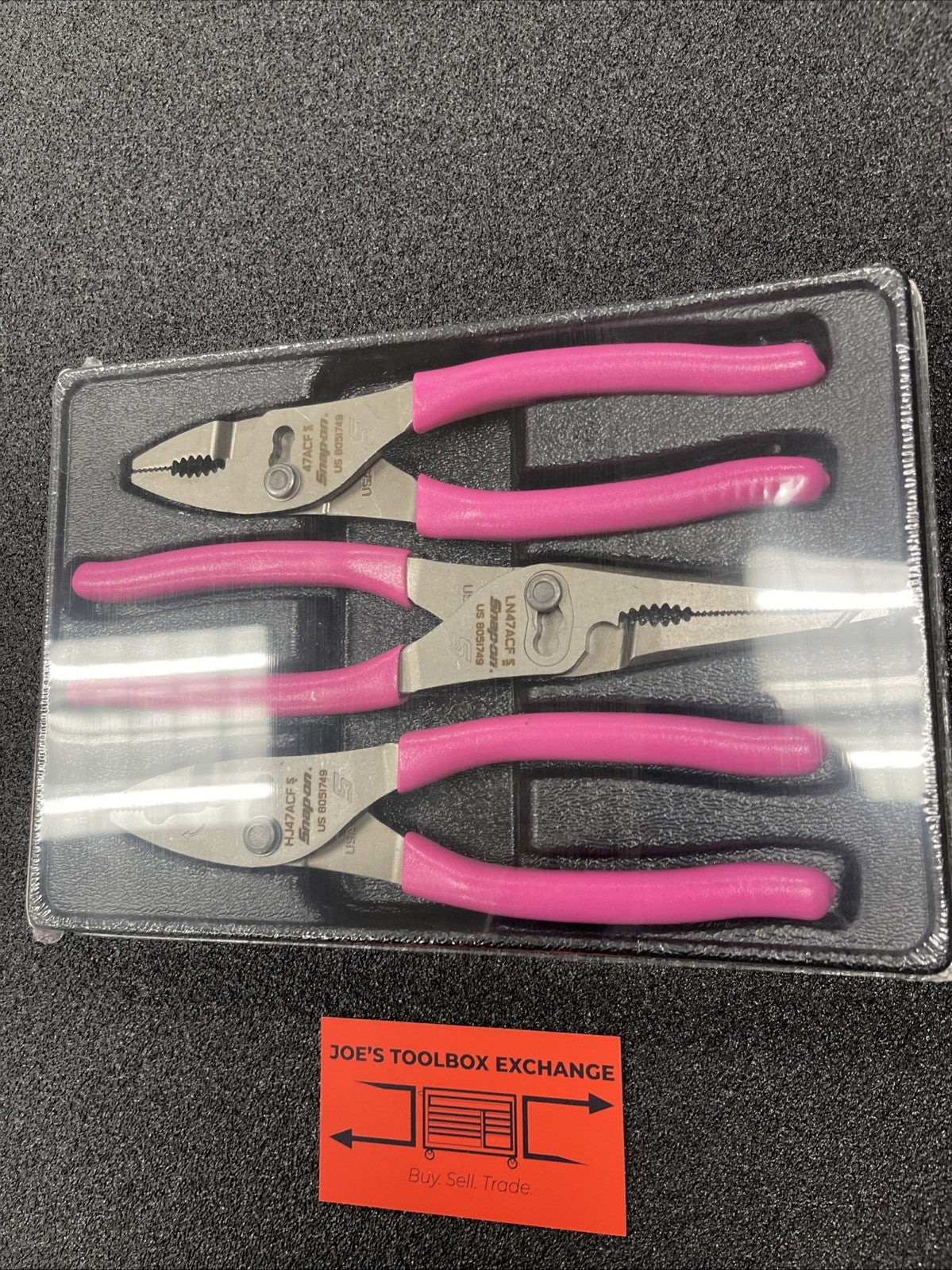 Snap-on Tools USA NEW 3pc ELECTRIC PINK 8” Slip Joint Pliers Set PL347ACFEP