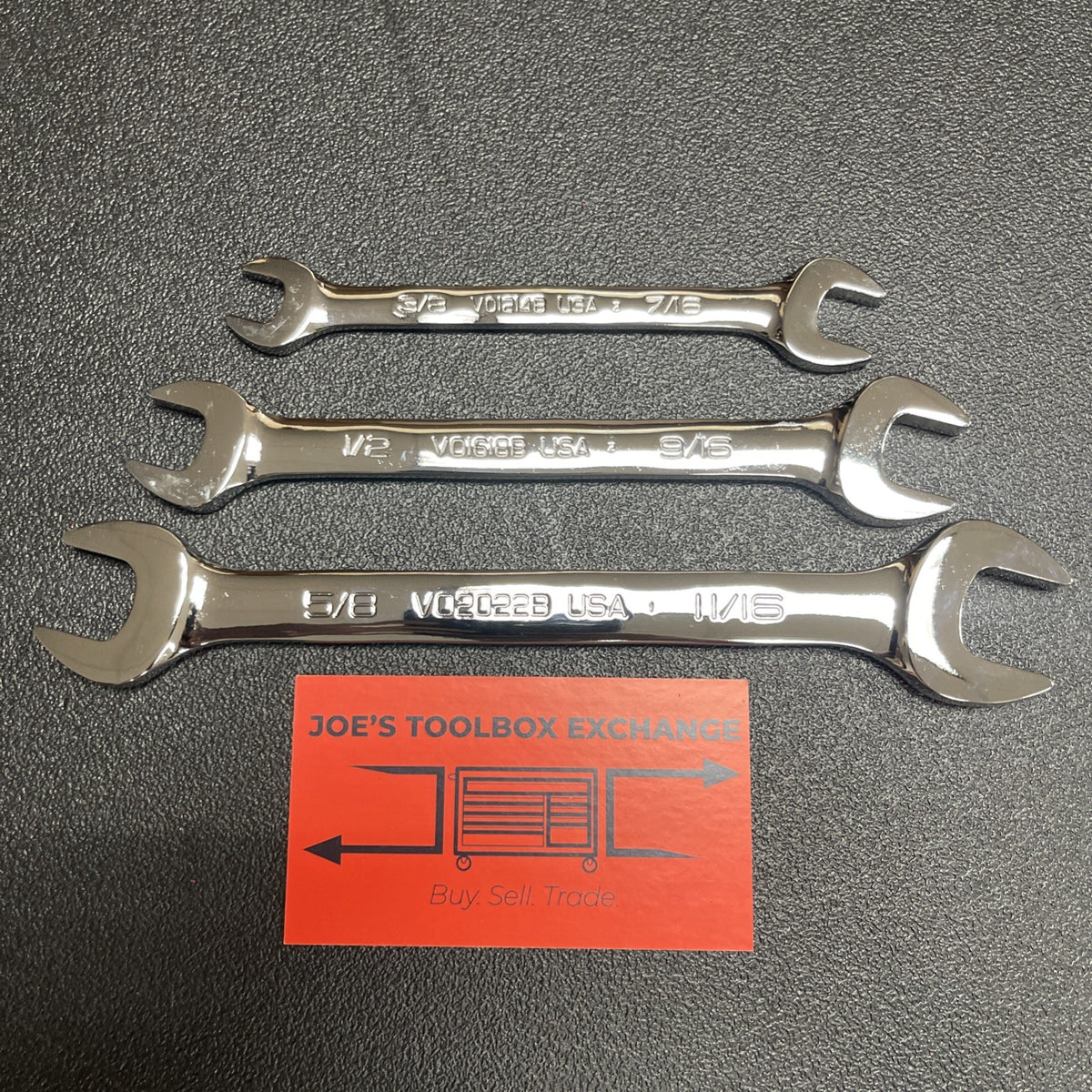 NEW Snap-On Open-End Wrench Set 3/8" to 11/16" VO1214B VO1618B VO2022B 3pc SAE