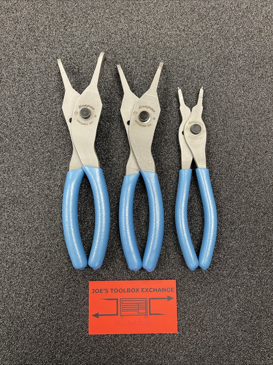Snap-on Tools USA NEW 3pc PEARL BLUE Soft Grip Snap Ring Pliers Lot Set