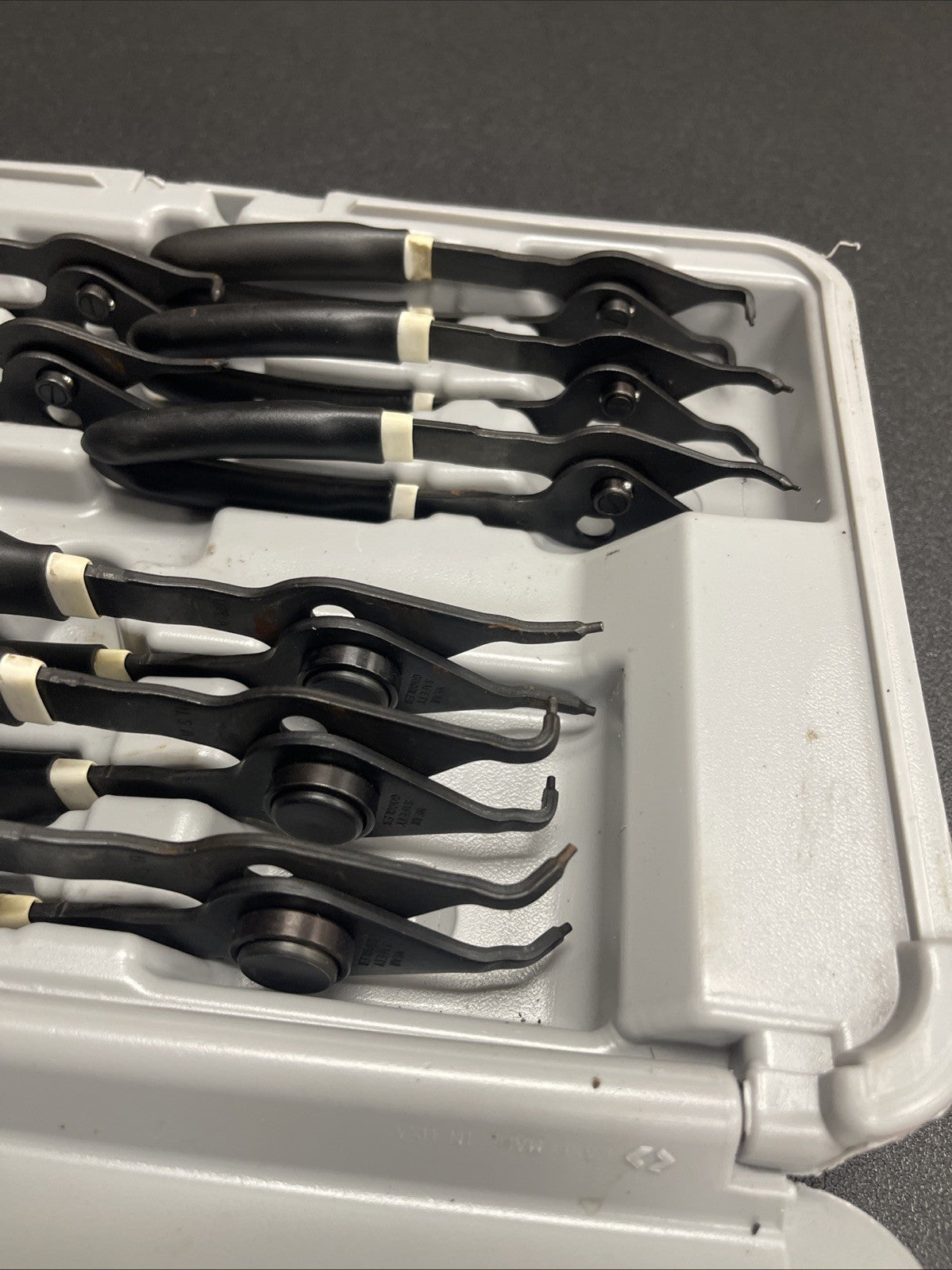 Mac Tools PK9RRPB Push Button Retaining Ring Pliers Set USA Nice (Missing 1)