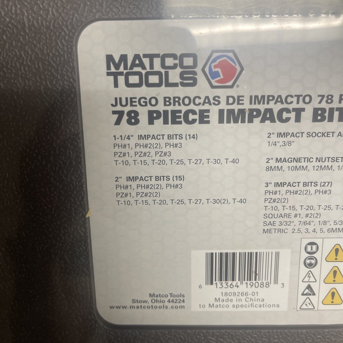 NEW! Matco Tool 78 Piece Impact Bit Set In Hard Case ~ SAIP78