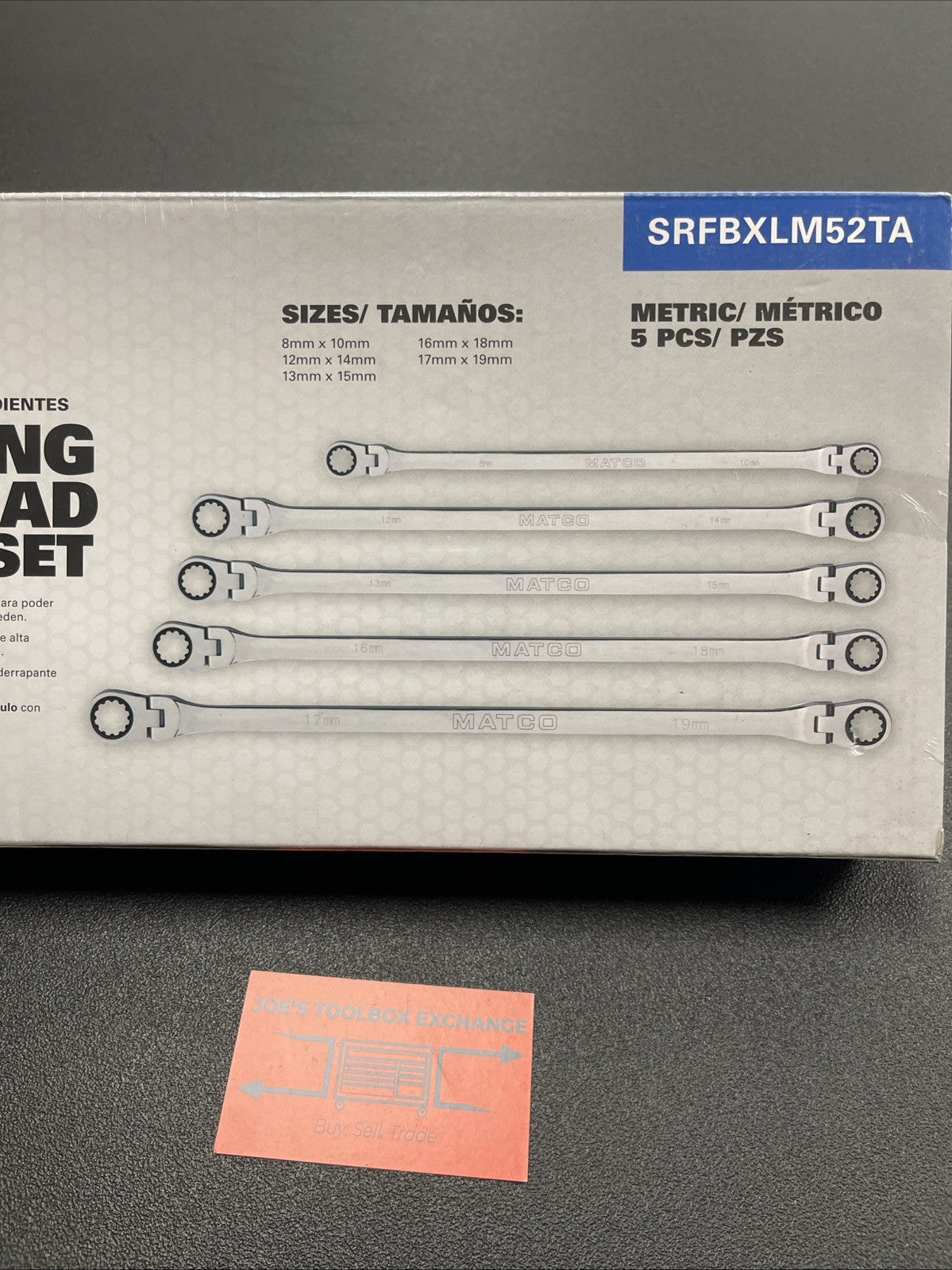 Matco 5pc Metric Extra Long Double Flex Head Ratcheting Wrench Set SRFBXLM52TA