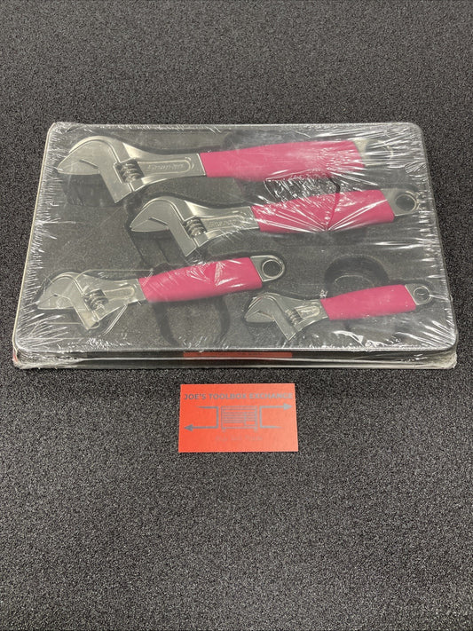 For Snap-on  4pc ELECTRIC PINK Soft Grip Flank Drive Adj. Wrench Set FADH704CEP