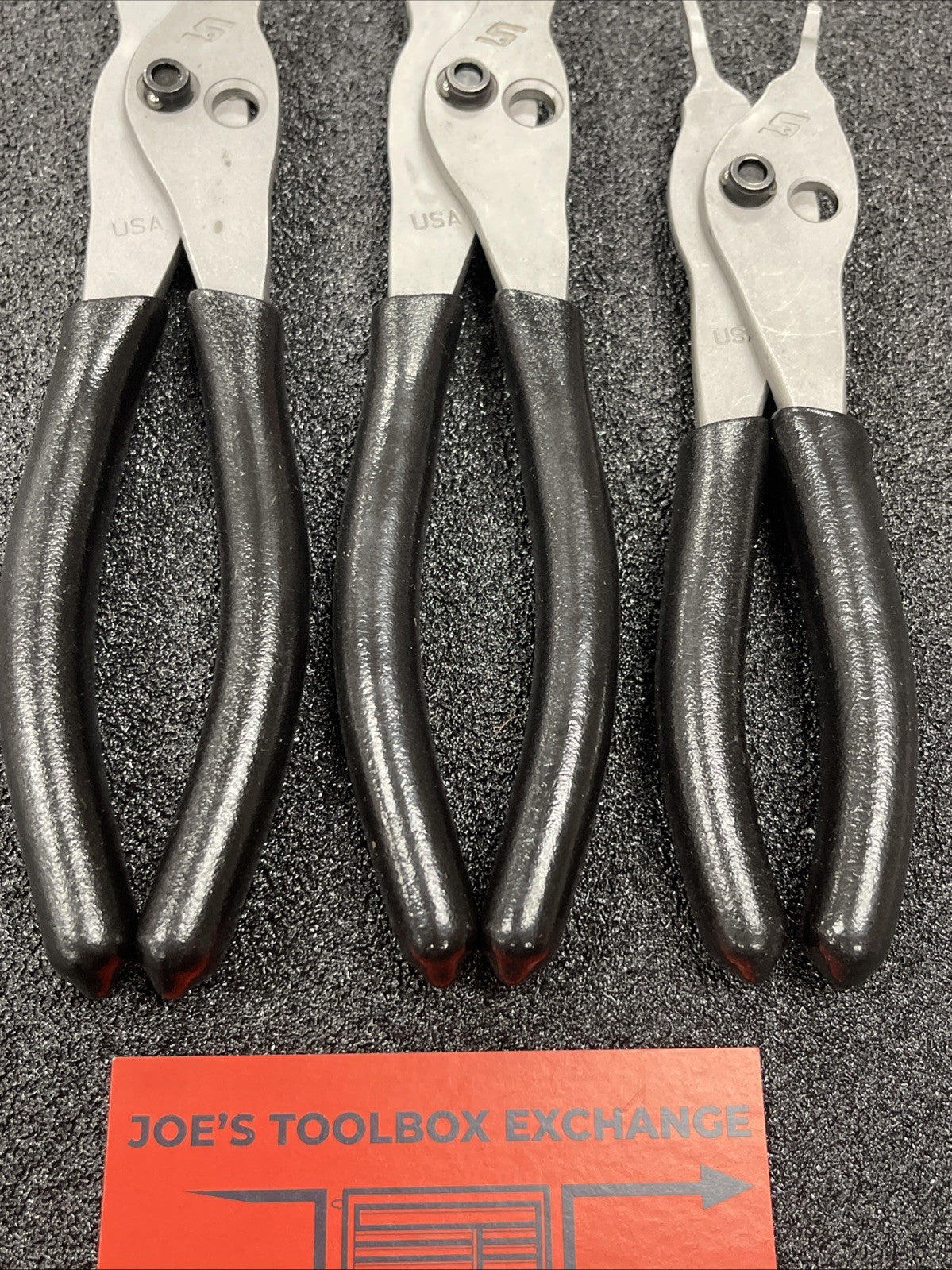 Snap-on Tools USA NEW 3pc BLACK Soft Grip Tip Snap Ring Pliers Lot Set
