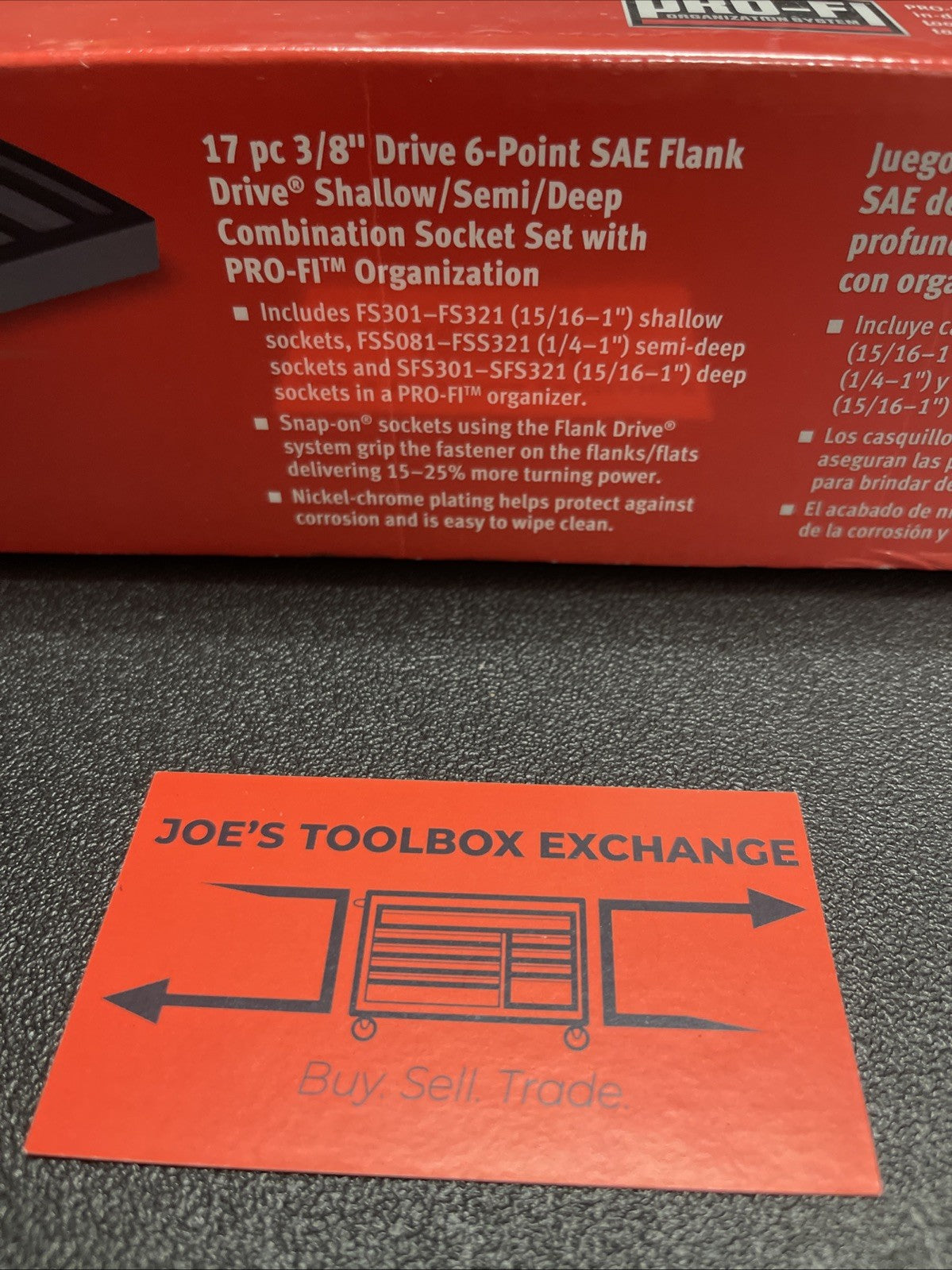 Snap On 217SFSSFDTX 17pc Socket Set 3/8dr  Sae Shallow/semi/deep 1/4” - 1”