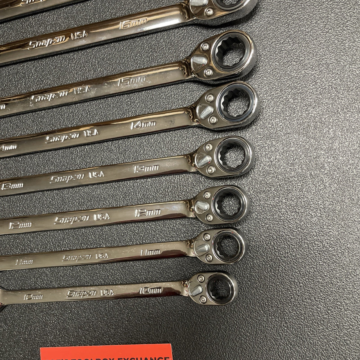 Snap-on Tools NEW 10pc 10mm to 19mm Reversible Ratcheting Wrench Set SOXRRM710A