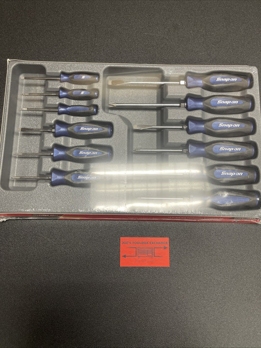 Snap-on USA NEW 12PC Power Blue Soft Grip MIX TIP Screwdriver Set SGDXW120BMB