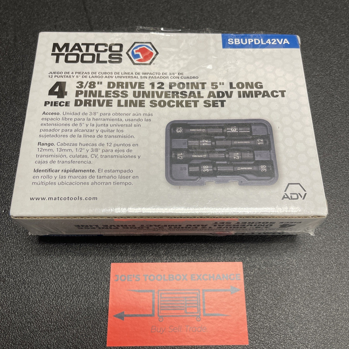 MATCO 4 PIECE 3/8" DR 12 PT 5" UNIVERSAL IMPACT DRIVE LINE SOCKET SET SBUPDL42VA