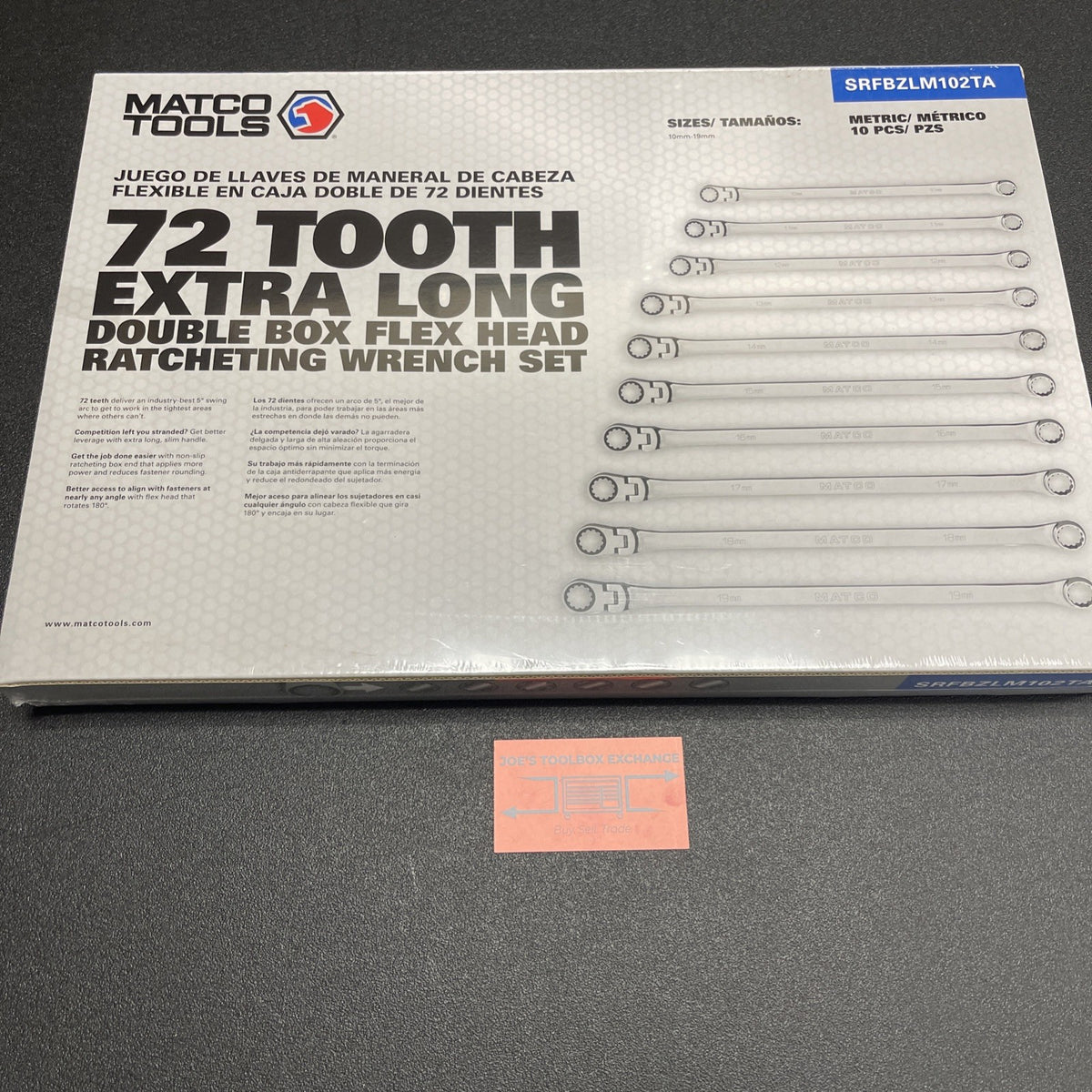 Matco Tools SRFBZLM102TA Extra Long Flex Head Ratcheting Box Wrench Set 10pc