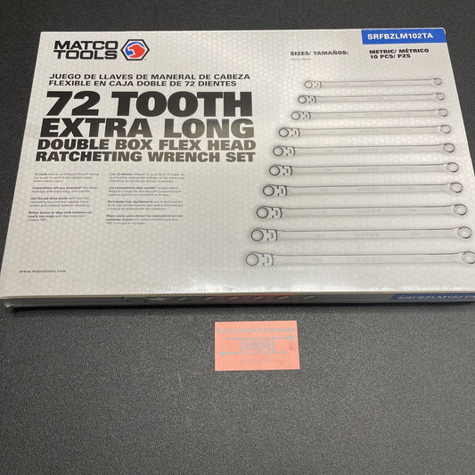 Matco Tools SRFBZLM102TA Extra Long Flex Head Ratcheting Box Wrench Set 10pc
