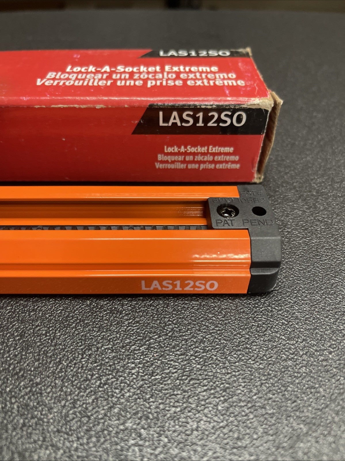 Snap-on Tools NEW ORANGE 1/2” SAE Lock-A-Socket Magnetic Rail Organizer LAS12SO